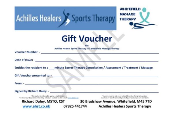 Gift Vouchers for Massage and Sports Therapy
