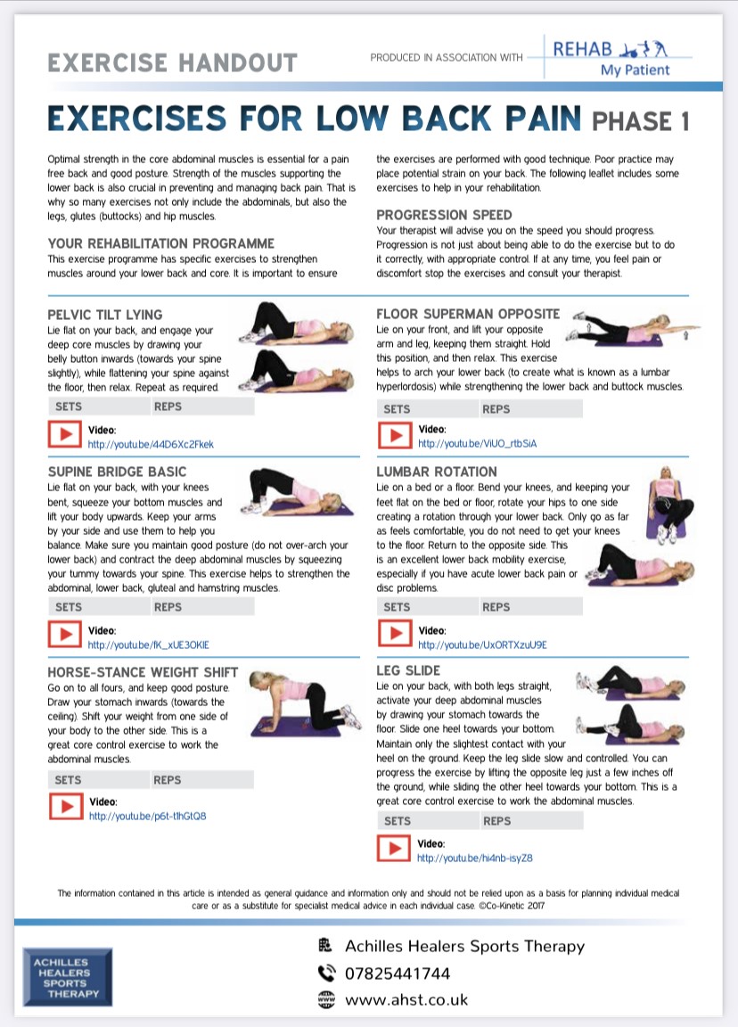Exercises for Low Back Pain Phase 1