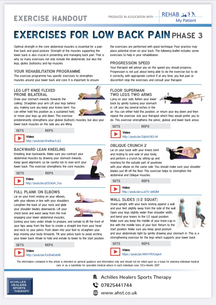 Exercises for Low Back Pain Phase 3
